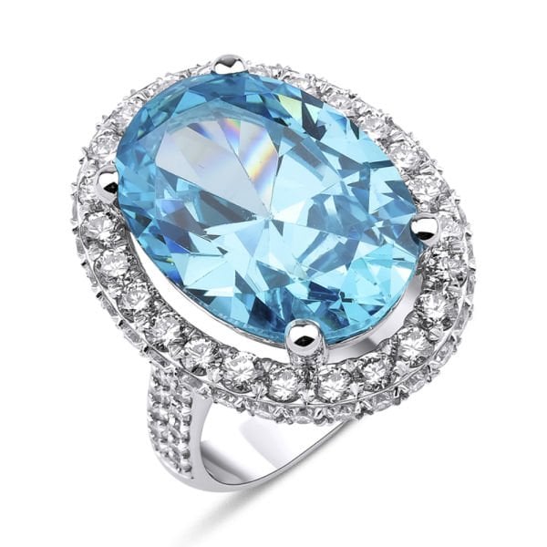 2,36 Karat Blue Topaz Pırlanta Tasarım Yüzük