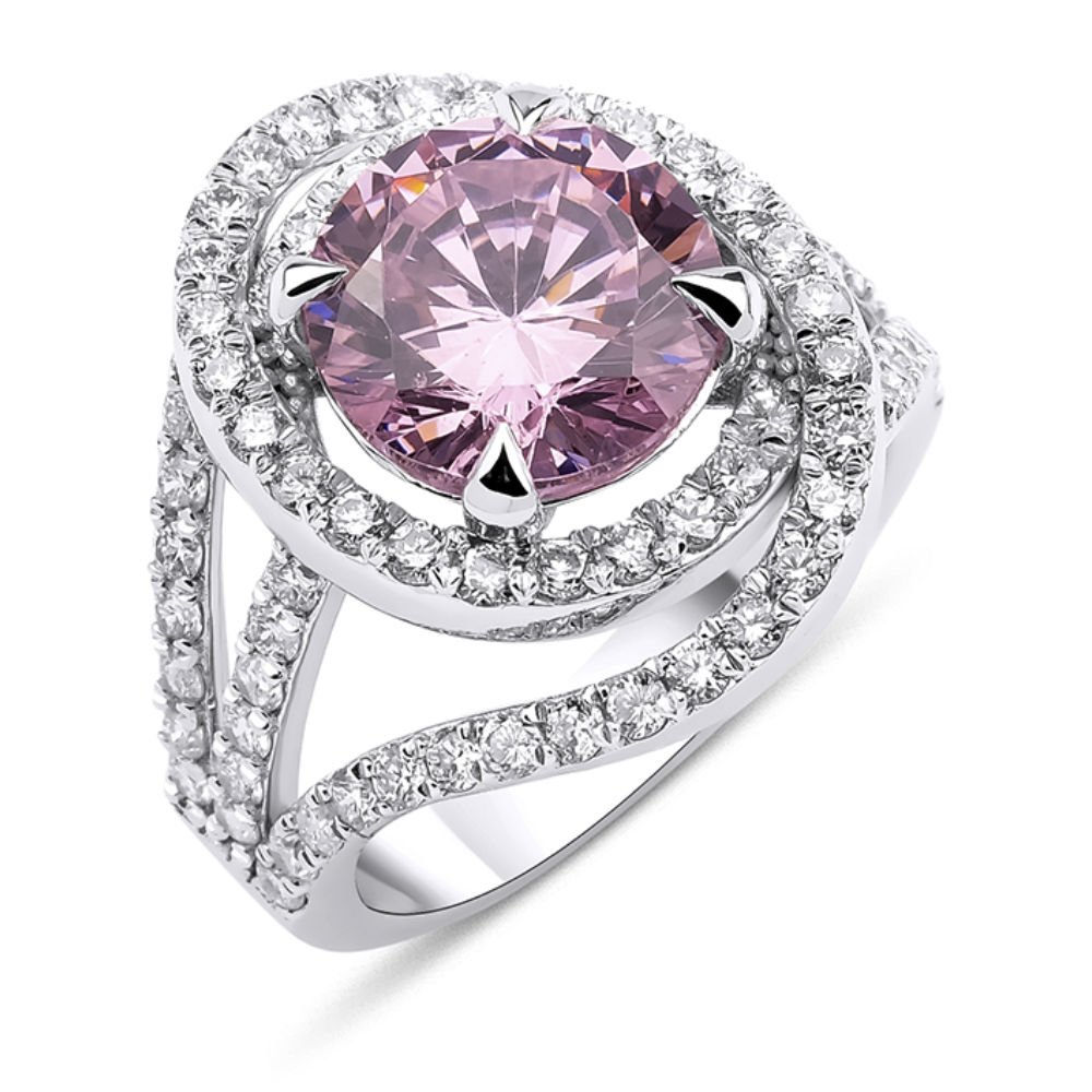 1,50 Karat Pink Topaz Pırlanta Tasarım Yüzük