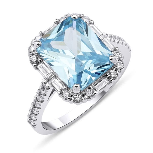 0,53 Karat Blue Topaz Pırlanta Tasarım Yüzük