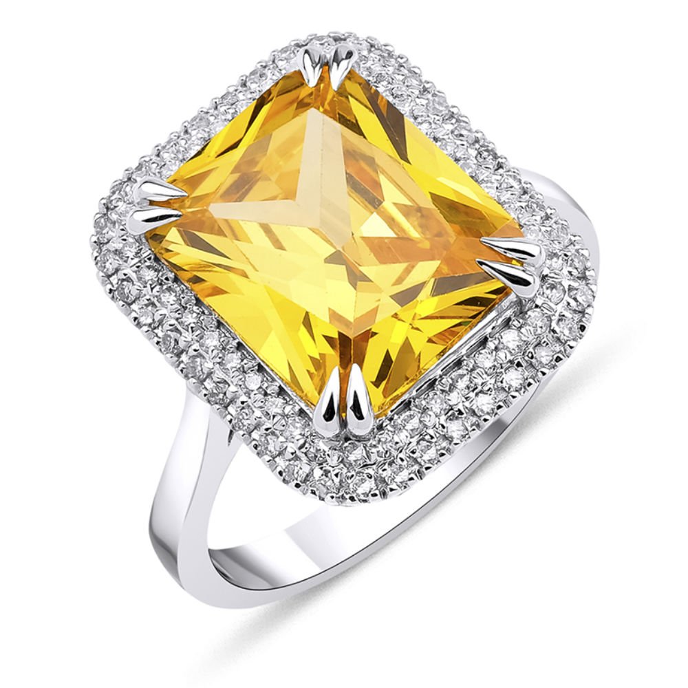 0,45 Karat Sarı Safir Pırlanta Tasarım Yüzük