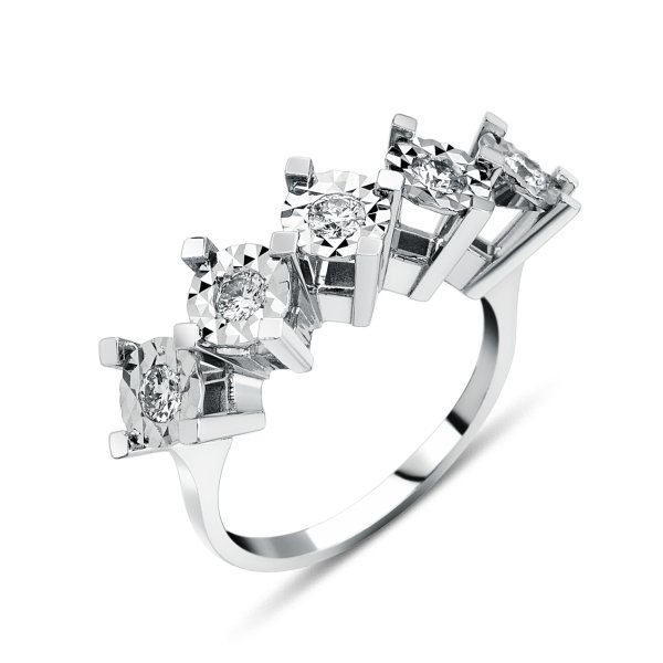2.0 ct Görünümlü H Renk SI Berraklık Pırlanta Beştaş Efekt Yüzük TÜKENDİ