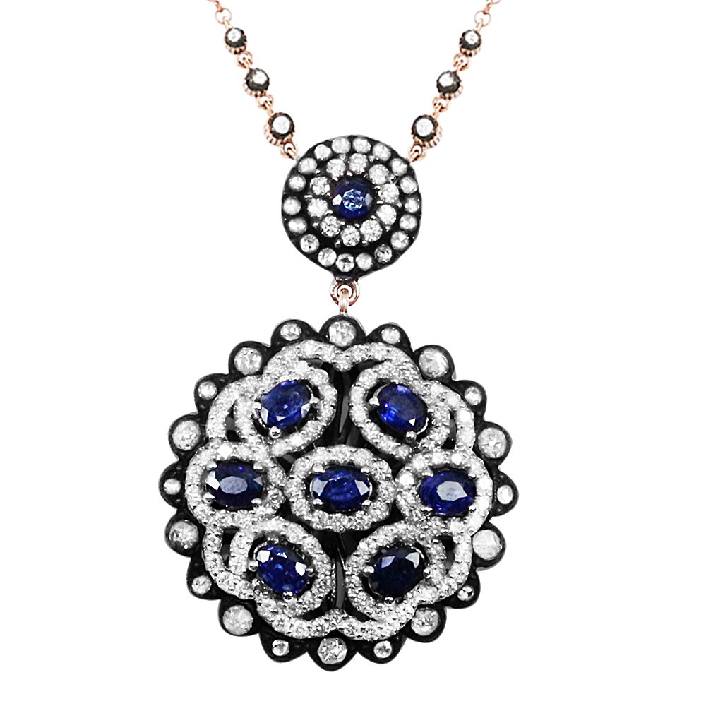 5,15 Karat Safir Taşlı Elmas Kolye