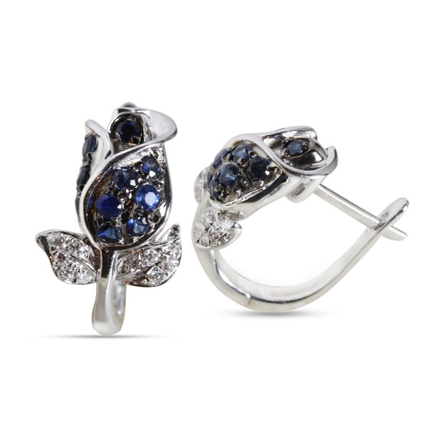 0,49 Karat Safir Taşlı Pırlanta Küpe G-SI-18K